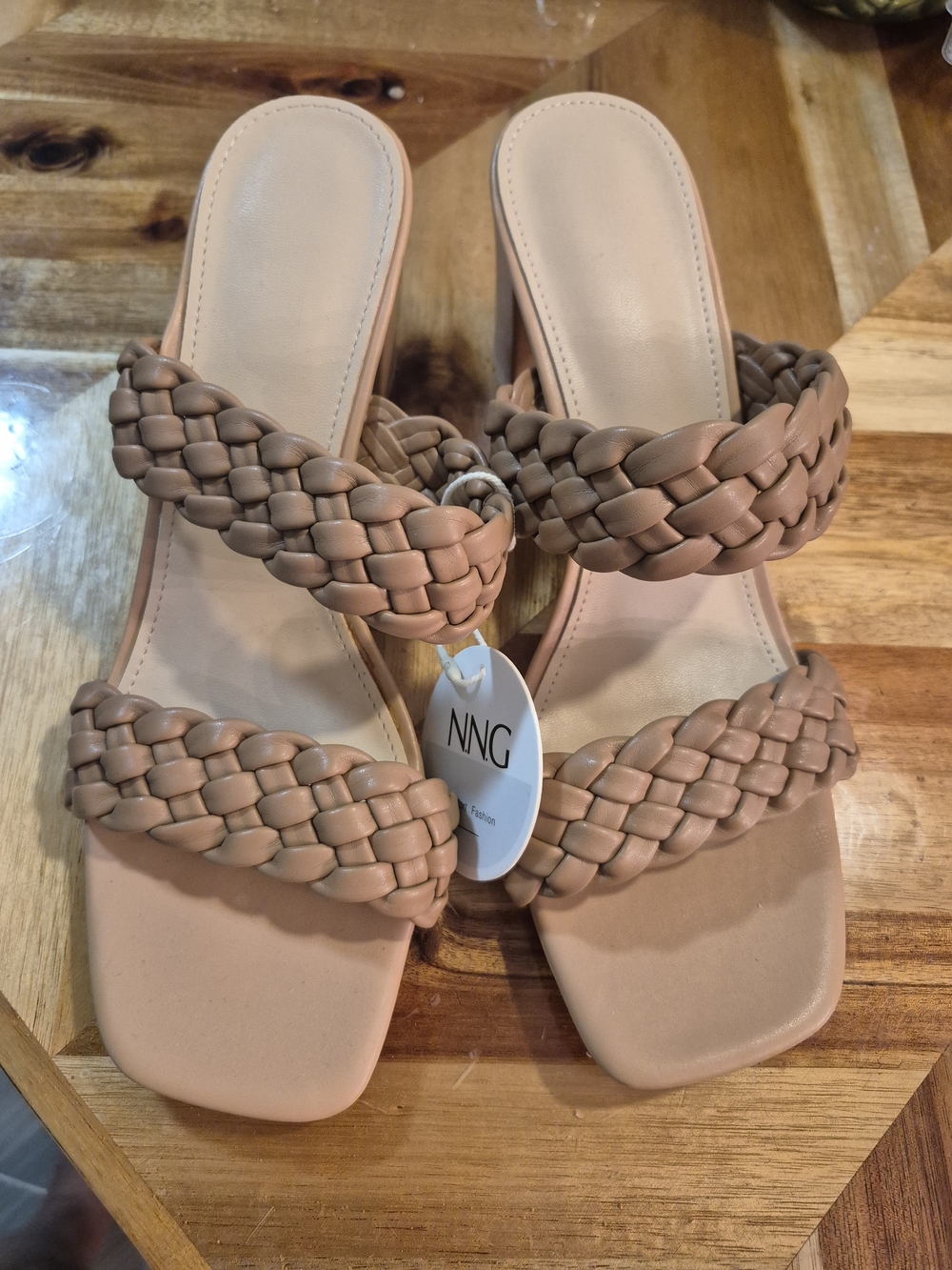 Women's Tan Braided Slide Sandals